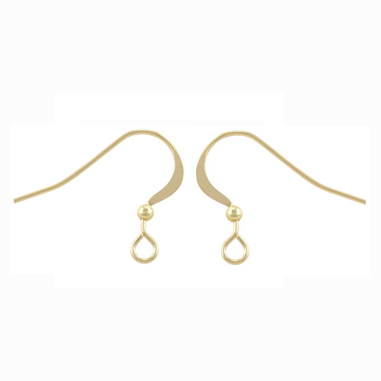 JewelrySupply Gold Filled Flat Fish Hook Earring Wires with2mm Bead (1 Pair of Gold Filled Earrings)